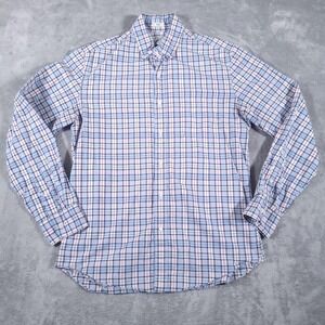 J Crew Shirt Mens Medium Blue Pink Plaid Slim Fit Stretch Button Down‎ Casual